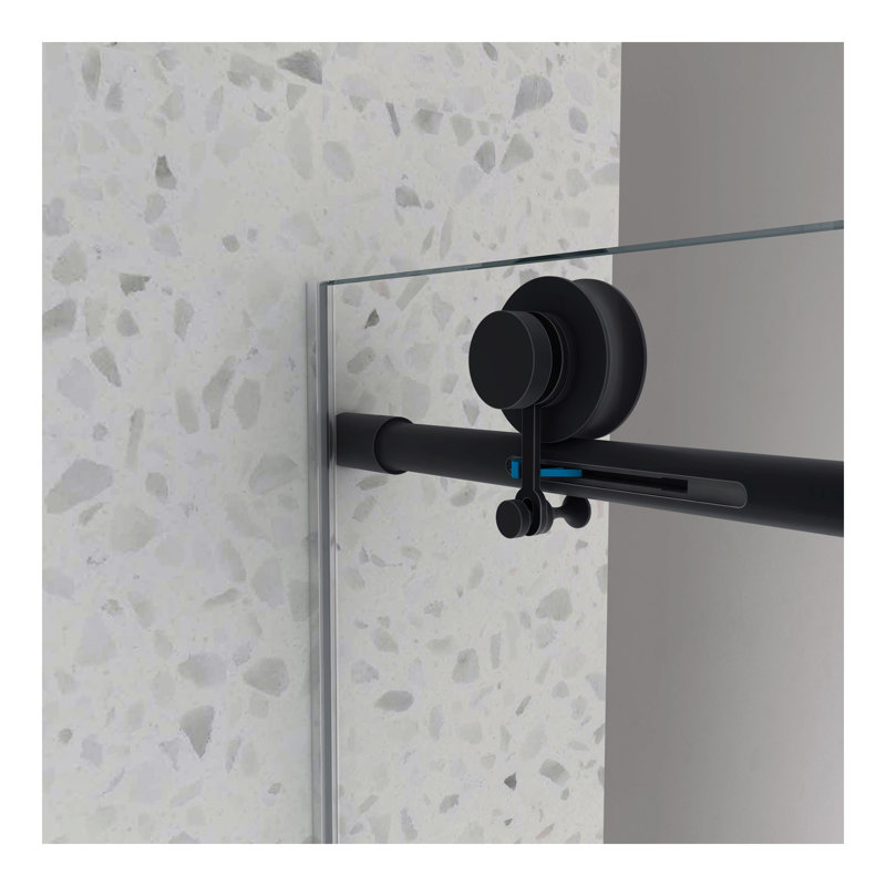 6063 frameless one fixed and one shifted Shower Door, 70MM 304 stainless steel large pulleys with adjustable soft closing function,with nano easy cleaning,stick explosion-proof menbrance