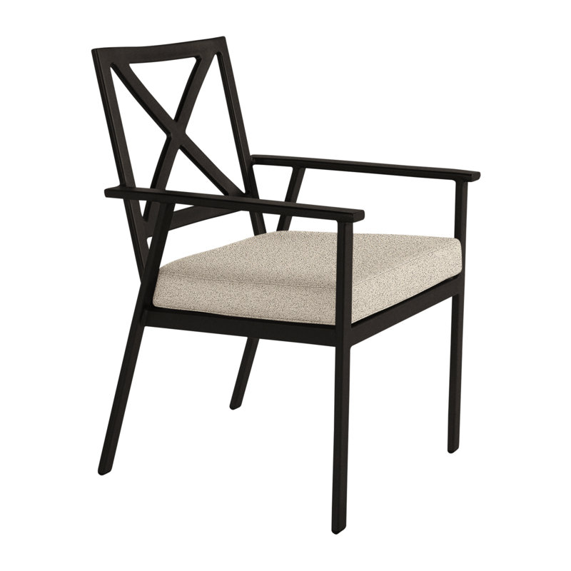 Marin Outdoor Dining Armchair, Carbon Black, Sash Denim