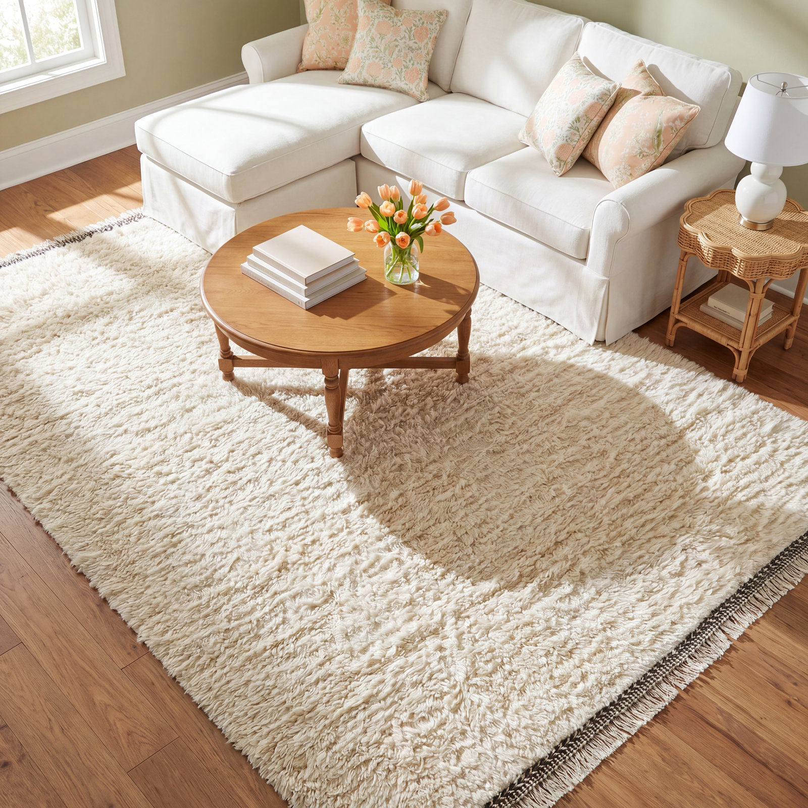 Astell Ivory Hand-Woven Wool Rug, Rectangle 9' x 12'