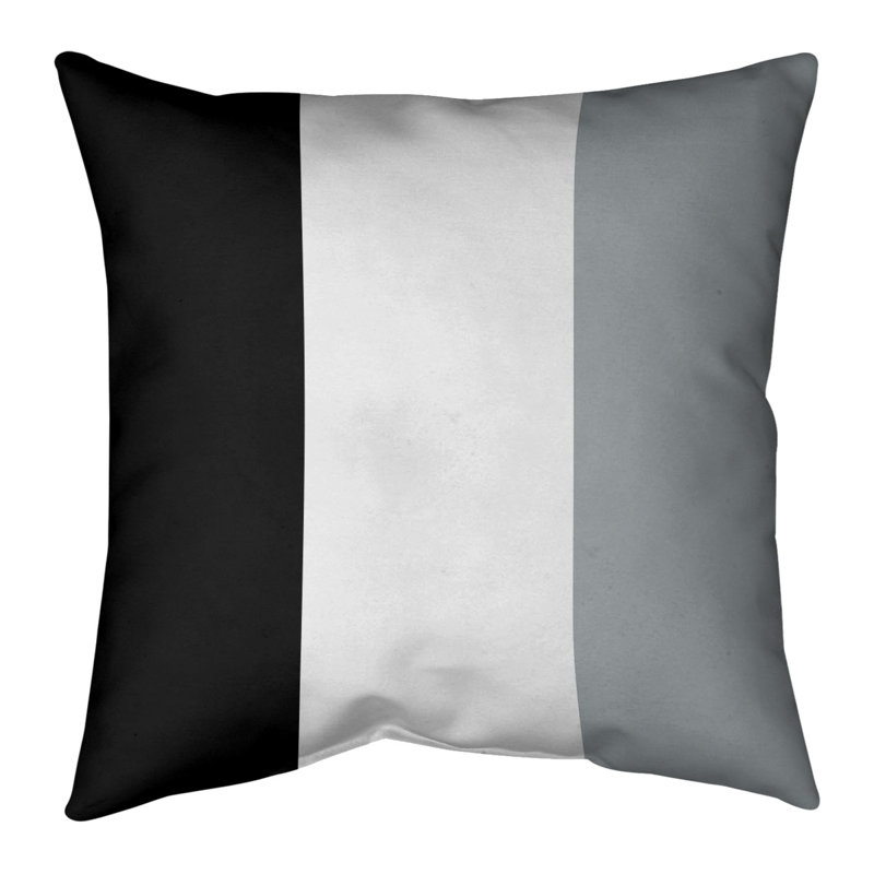 Striped Linen Reversible Pillow Cover, 16" x 16", Black/White/Gray