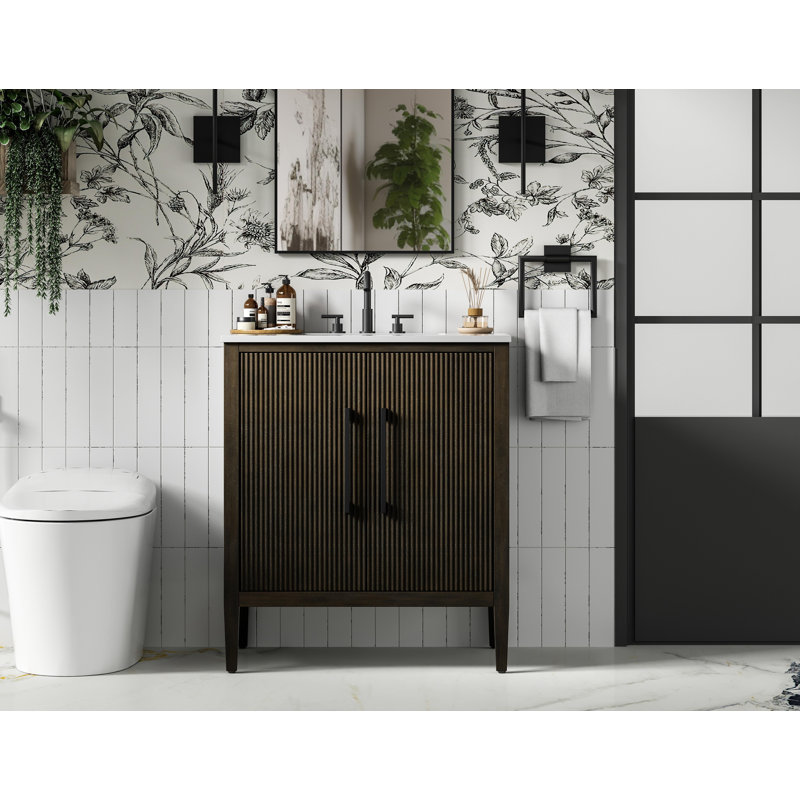 30 inch Single Bathroom Vanity, Chocolate Oak
