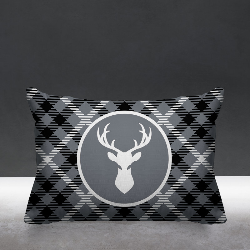 Coussin décoratif intérieur / extérieur Tartan Reindeer, Gris