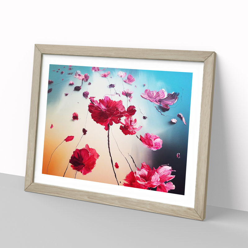 Ethereal Modern Flowers - Framed Print, 25cm H x 34cm W x 2cm D, Oak