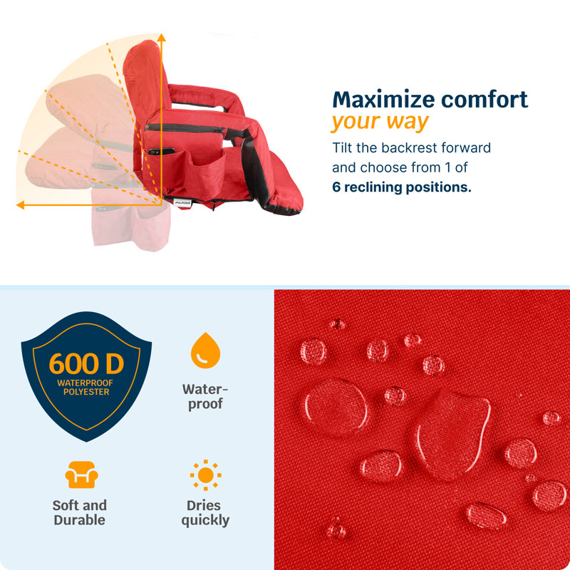 Alpcour Red Heated Reclining Waterproof Stadium Seat