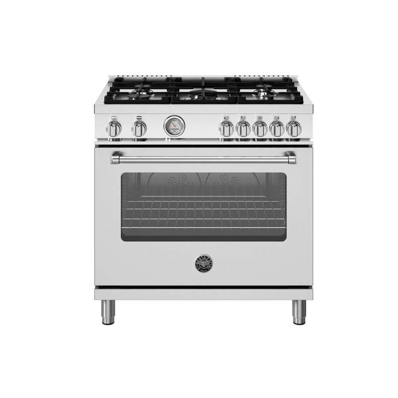 Bertazzoni 36" 5.9 Cubic Feet Smart Retro Natural Gas Free Standing Range with 5 Burners, White Matte, Natural Gas