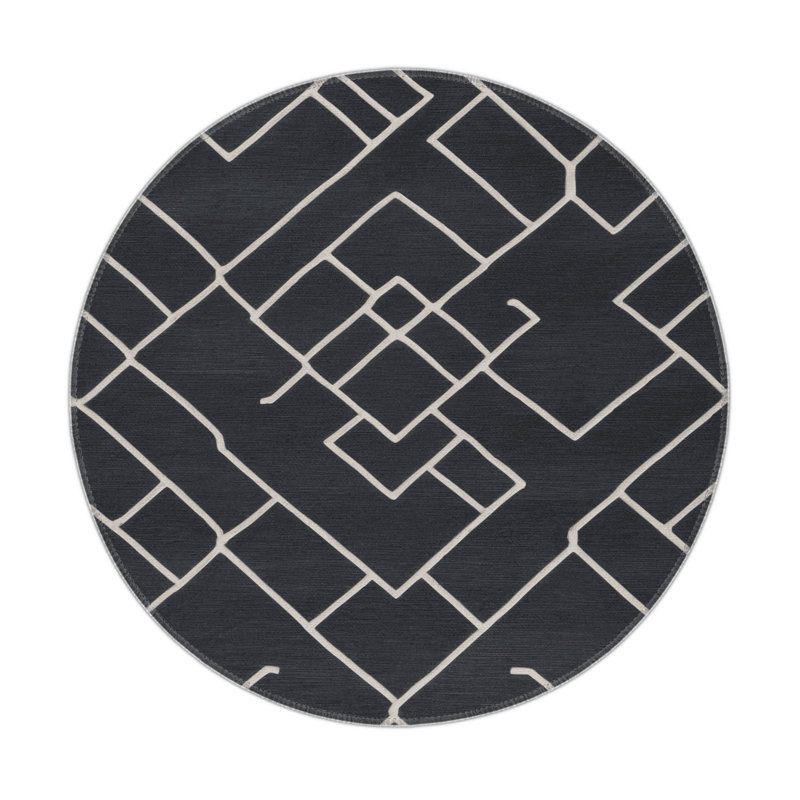 Tapis gris intérieur et extérieur Trellis, Rond 5 pi