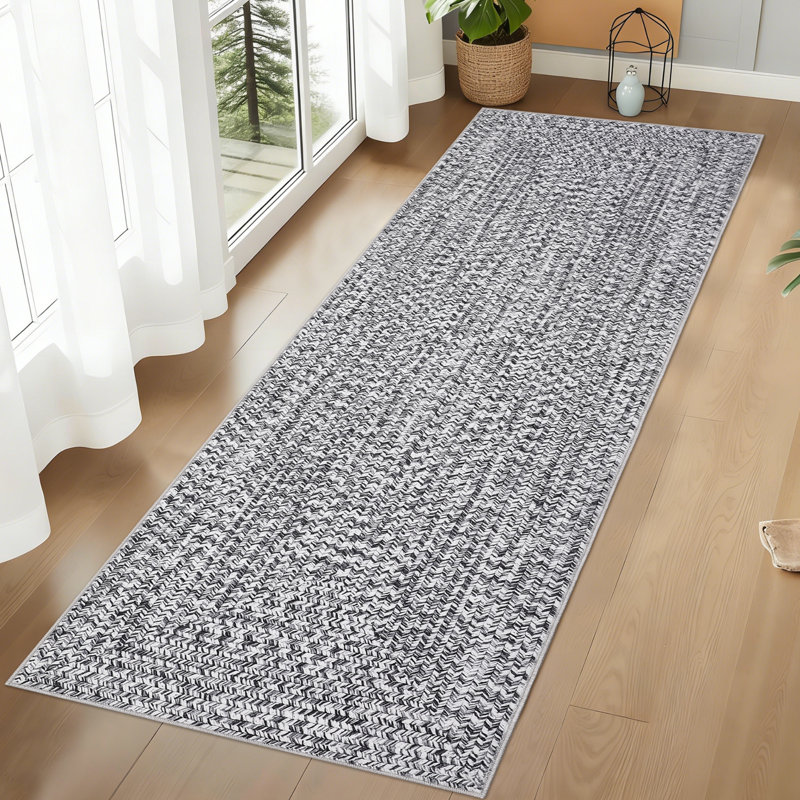 Washable Runner Rug 2x8 Non Slip Modern Hallway Rug Carpet Runner for Living Room Bedroom Kitchen Laundry Entrance, Gray