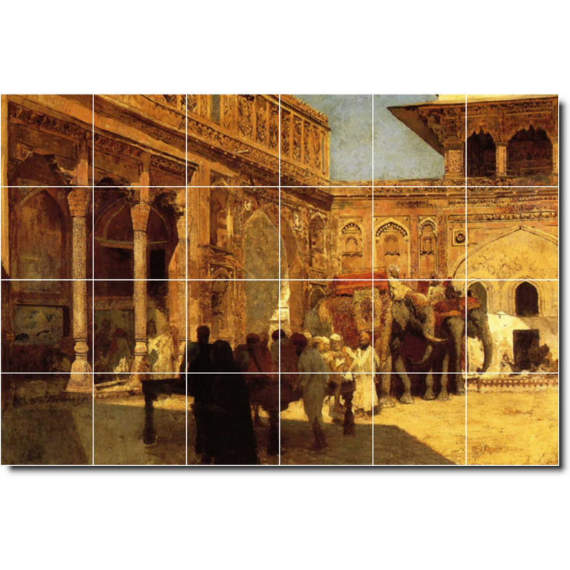 Carreau de céramique décorative 36 po x 24 po 6 po x 6 po, Edwin Week's Village, peinture W09577