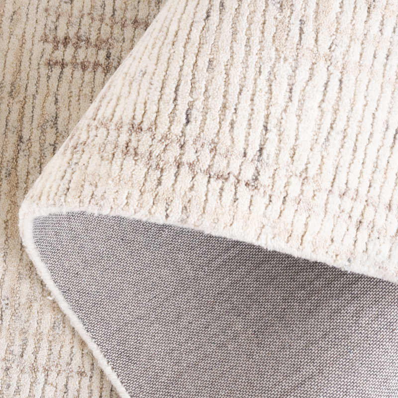 Karlette Ebony Hand Tufted Wool/Cotton Abstract Rug in Ivory/Beige, Rectangle 5' x 8'