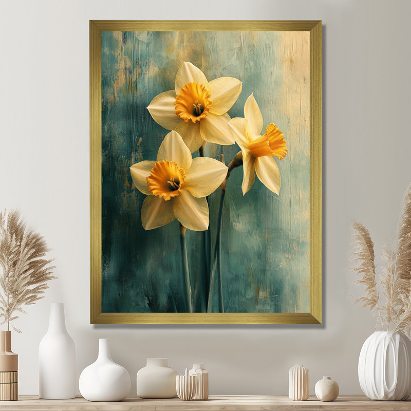 Hayton - décoration murale florale, H 44 po x l 34 po, Picture Framed, Doré