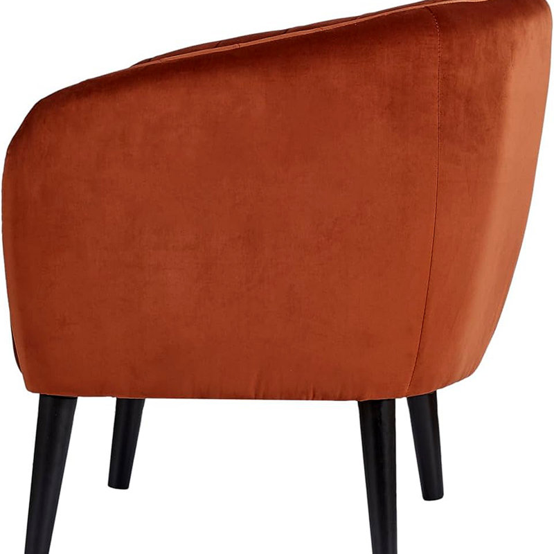 Fauteuil d'appoint moderne orange brûlé avec motif en tonneau et capitonnage