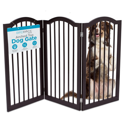 Barrière pour chien autoportante en bois pliable à 3 panneaux pour animaux de compagnie - Barrière arquée pour animaux de 36 po de hauteur pour les escaliers, les couloirs, les portes et le porche - Barrière pour chiens et chiots (espresso)