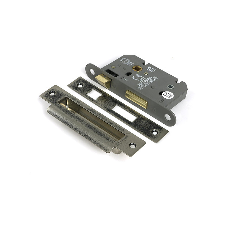 Heavy Duty Bathroom Lock, Pewter Patina