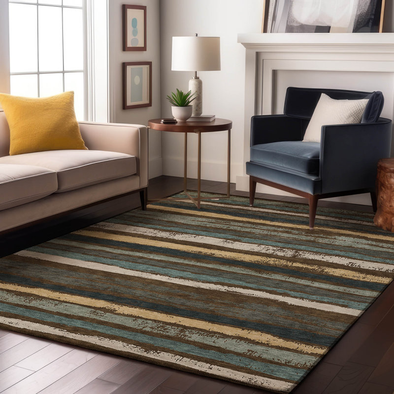 Premium Machine Washable Jahnke AMF1019 Stripes Rug, Rectangulaire 3 pi x 5 pi