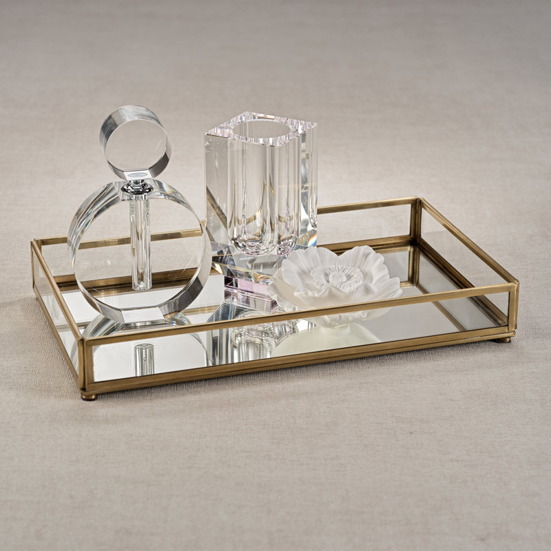 Plateau en verre / métal Cava, H 1,5 po x l 25 po x P 8 po