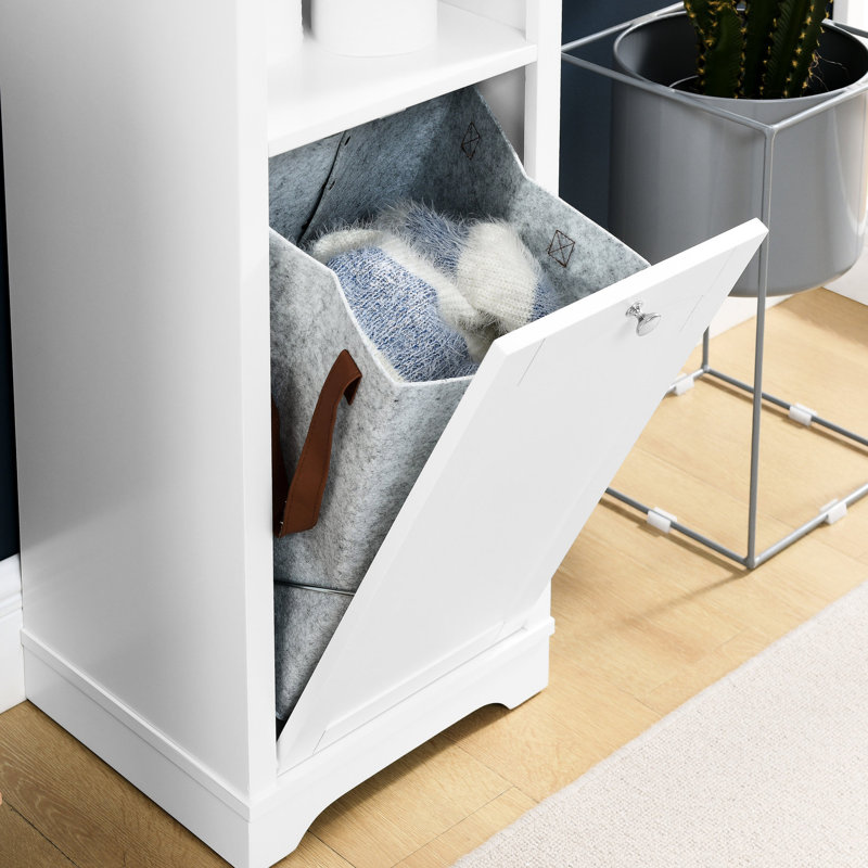 Armoire de salle de bain blanche 63,8 "- étagère à 4 niveaux et panier à vêtements compact compact pour un usage domestique