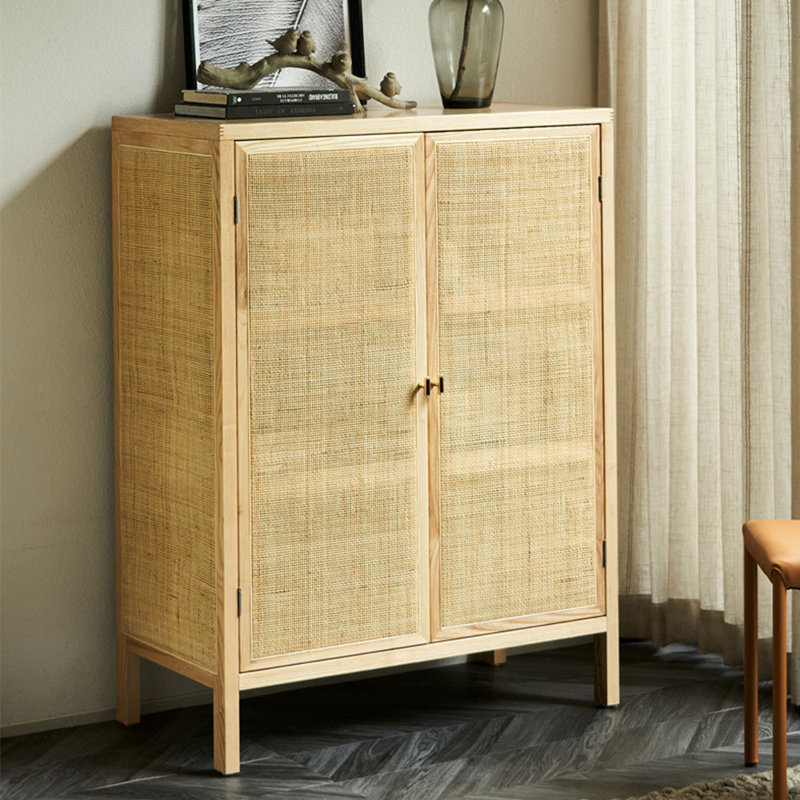 Armoire d'appoint à double porte en rotin