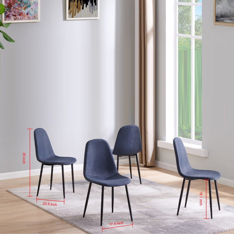 Hagler 4 - Person Glass Top Four Leg Dining Set, Navy