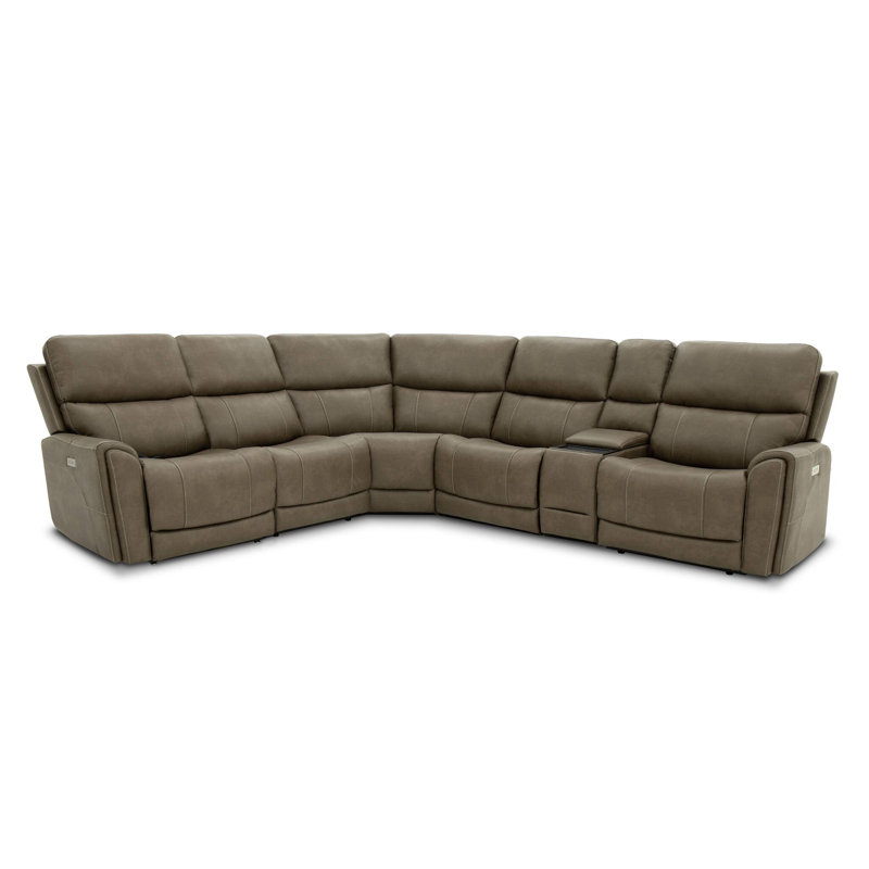 Canapé modulaire électrique contemporain de 127,4 po de largeur, brun
