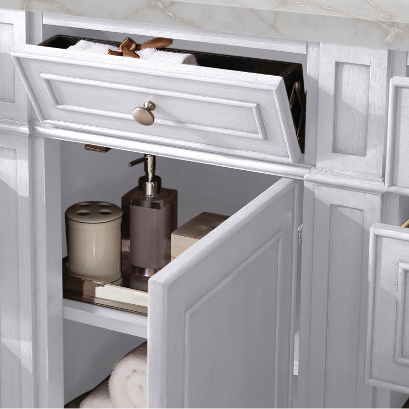 Bristol 60'' W Single Vanity, Bright White, Victorian Silver, 8" Widespread