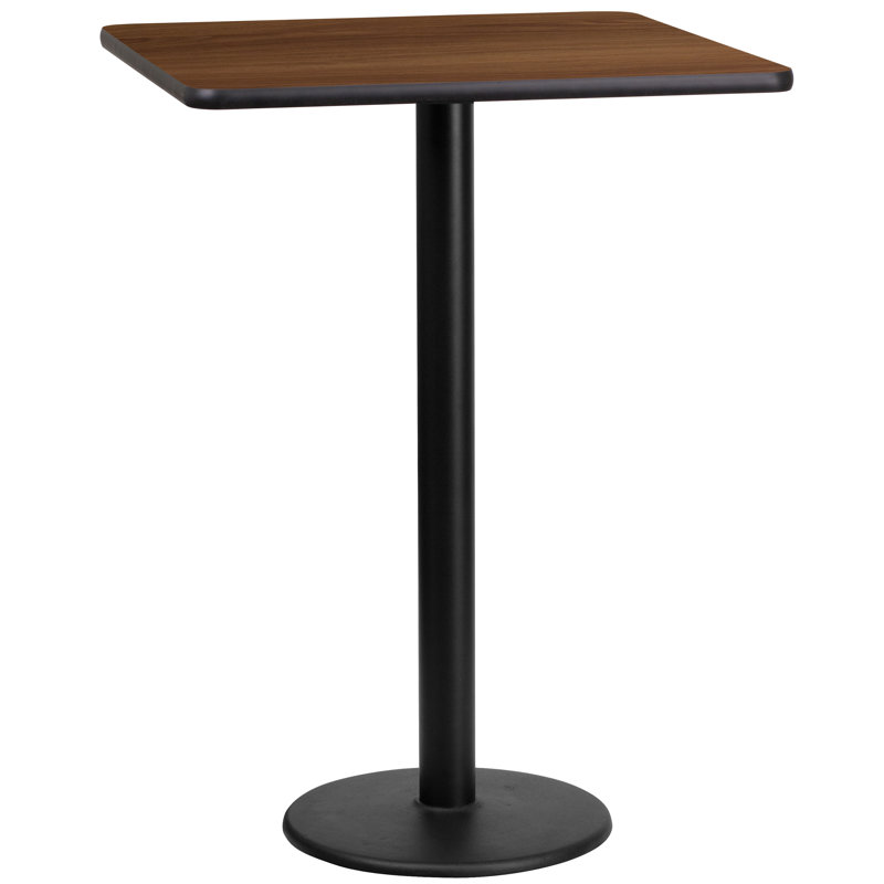 Plateau de table stratifié carré Jack avec base à hauteur de table, H 43,12 po x l 24 po x P 24 po, Noyer