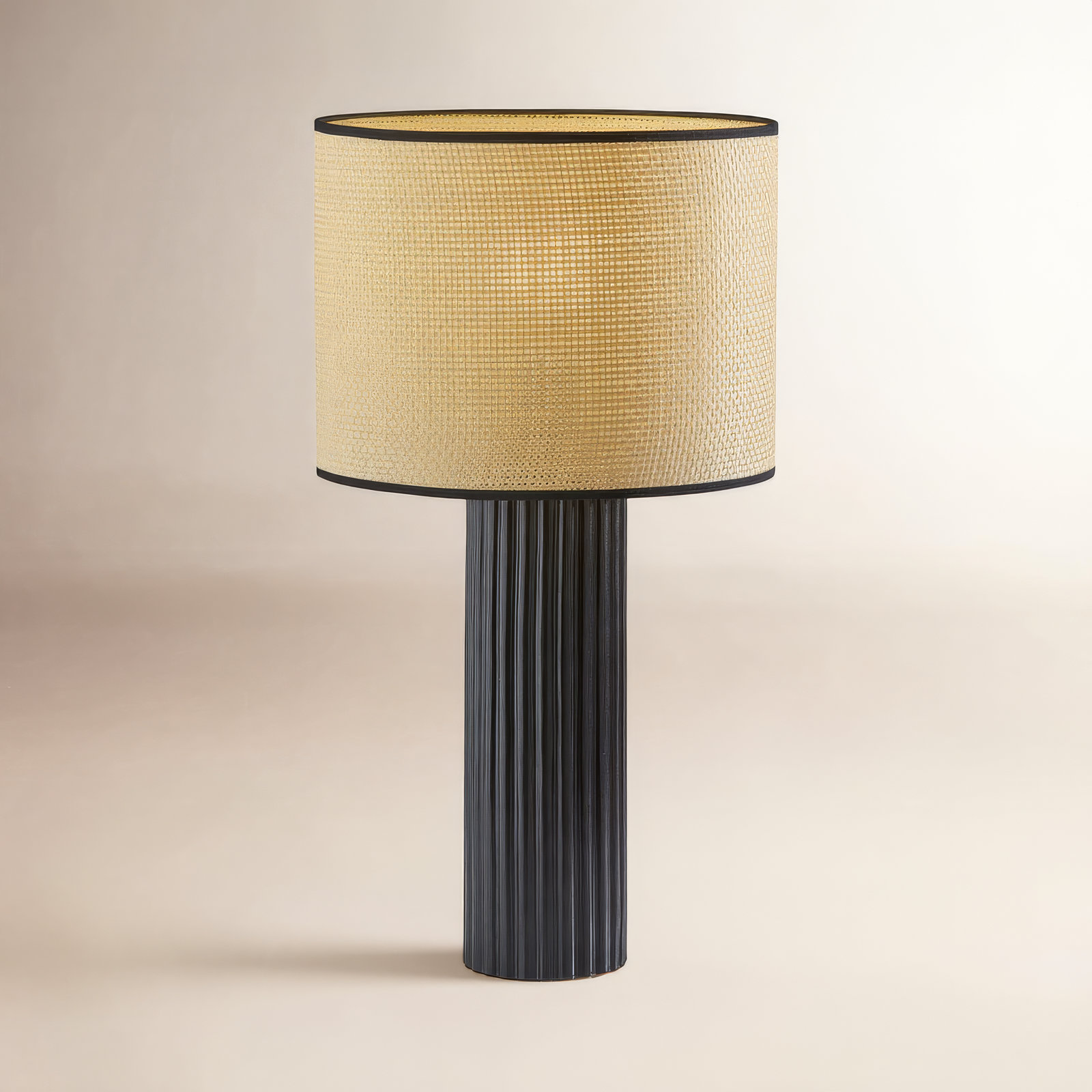Aldreth Ceramic Table Lamp, Black Ribbed, 28.75" H x 15.5" W x 15.5" D