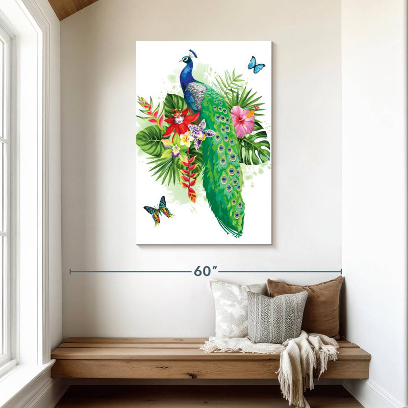 Brampt Tropical Blue Peacock, 45" H x 30" W