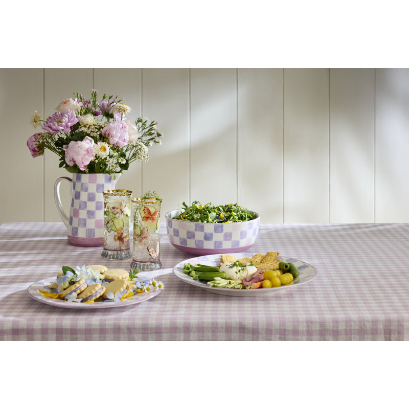 Pink Check Dinner Plate, Purple