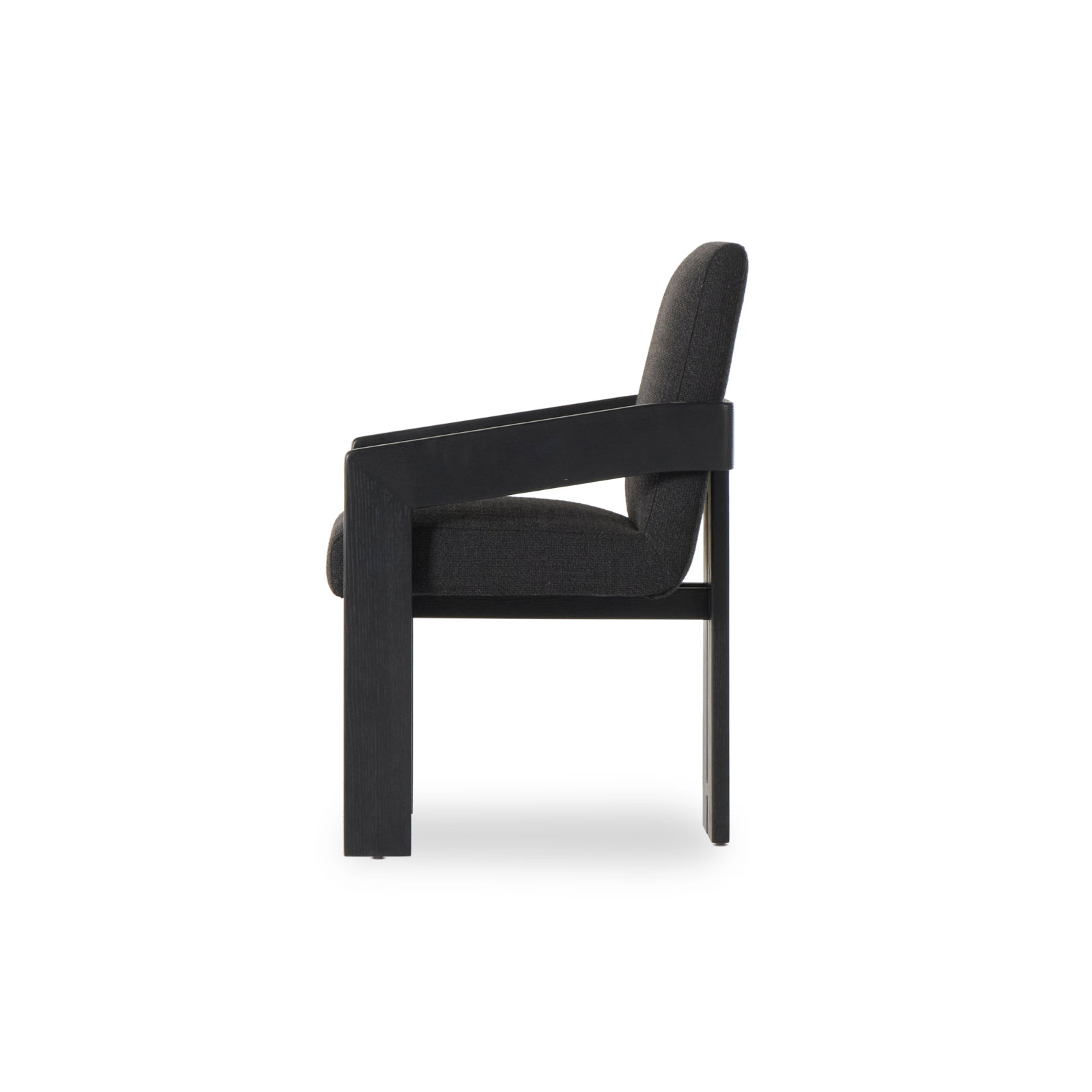Asmund Solid Wood Upholstered Armchair, Black, Black