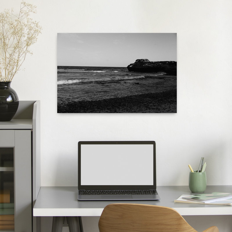 Rocky Shoreline Waves Peaceful Serene Tranquil Coastal Wall Art Print 1 Piece Wrapped Canvas Wall Art, 40.64cm H x 60.96cm W