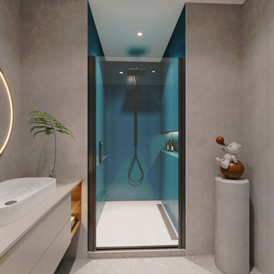 1 3/8" Adjustment,Universal Pivot Shower Door, Open Outside, With 1/4" Tempered Glass Finish 3272