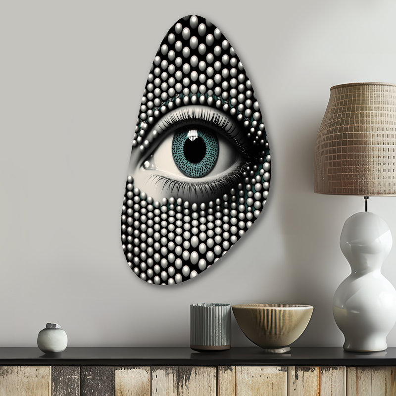 Oeil monochrome II - art mural asymétrique moderne en forme géométrique d'automne, H 31 po x l 17 po