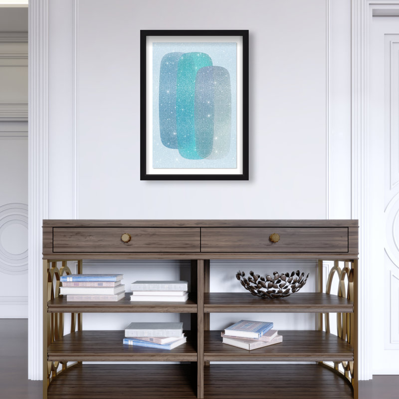 Teal Gradients Print by Oliver Gal, 37.5"H x 25.5"W, Black Shadowbox