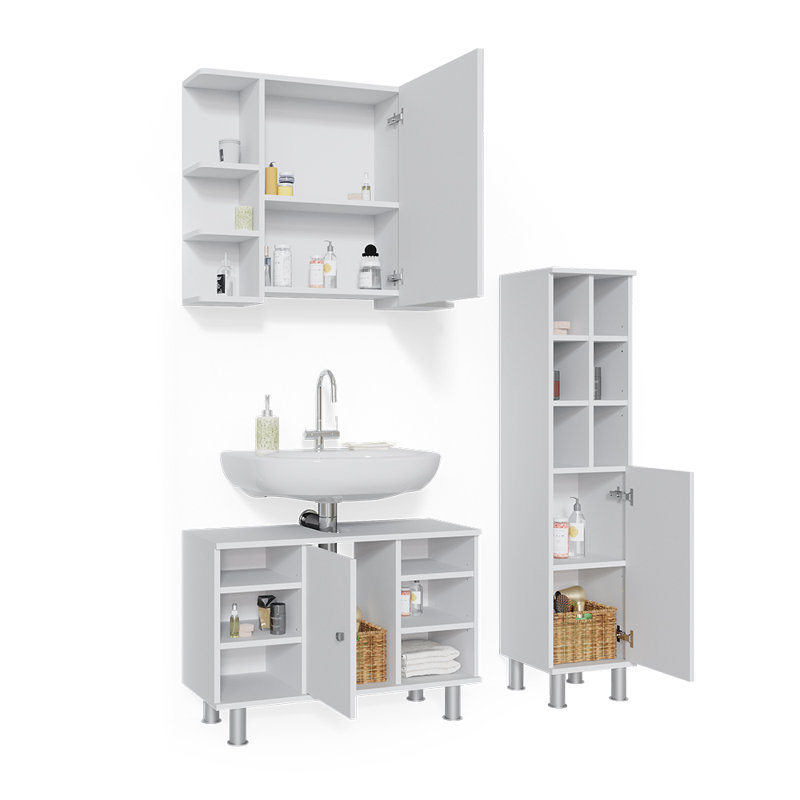 80Cm W x 64Cm H x 21Cm D Bathroom Storage Furniture Set, White