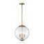 Suspension moderne à globe en verre transparent à 3 lumières