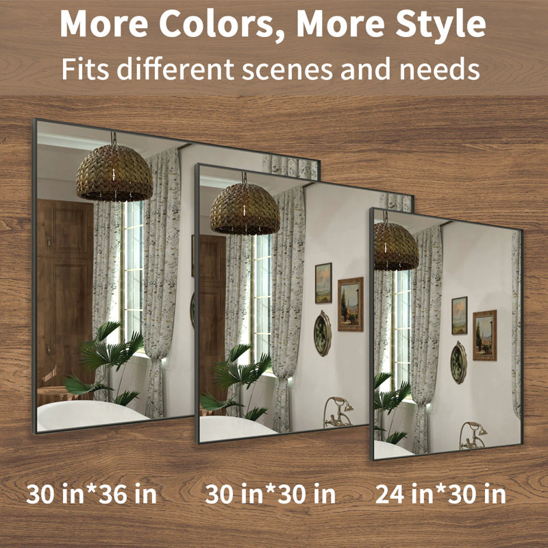  Miroir de salle de bain mural mural mat noir l 24 po x H 30 po Kaydeigh, Noir mat, 24 po x 30 po