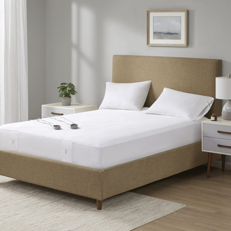 Full Size White Cool Touch Heated Mattress Pad