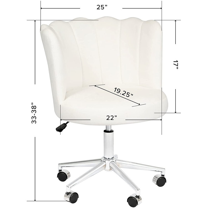 Alana Vanity Chair with 360 Degrees Swivel, Desk Seat with Adjustable Height and Wheelbase, White
