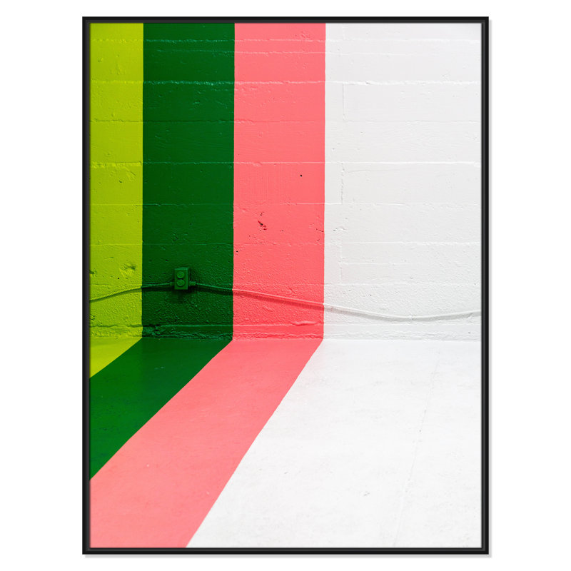 Imprimé Happy Happy, Cadre flottant noir, Pas de tapis, H 49,5 po x l 37,5 po x P 2 po