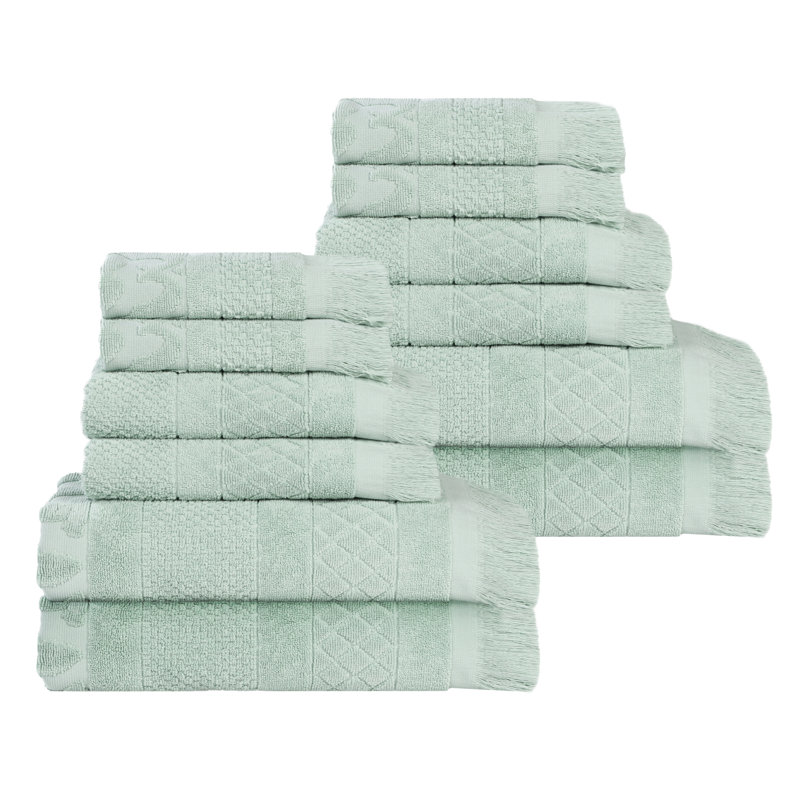Serviette de bain Rolla, Sauge, Ensemble de serviettes 12 pièces