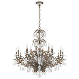 Filigrae 18 Light 39in x 38in Chandelier in Antique Silver with Clear Heritage Handcut Crystals