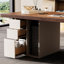 Bureau rectangulaire à 3 tiroirs brun noisette + blanc beige + bois manufacturé-476382686-476382685