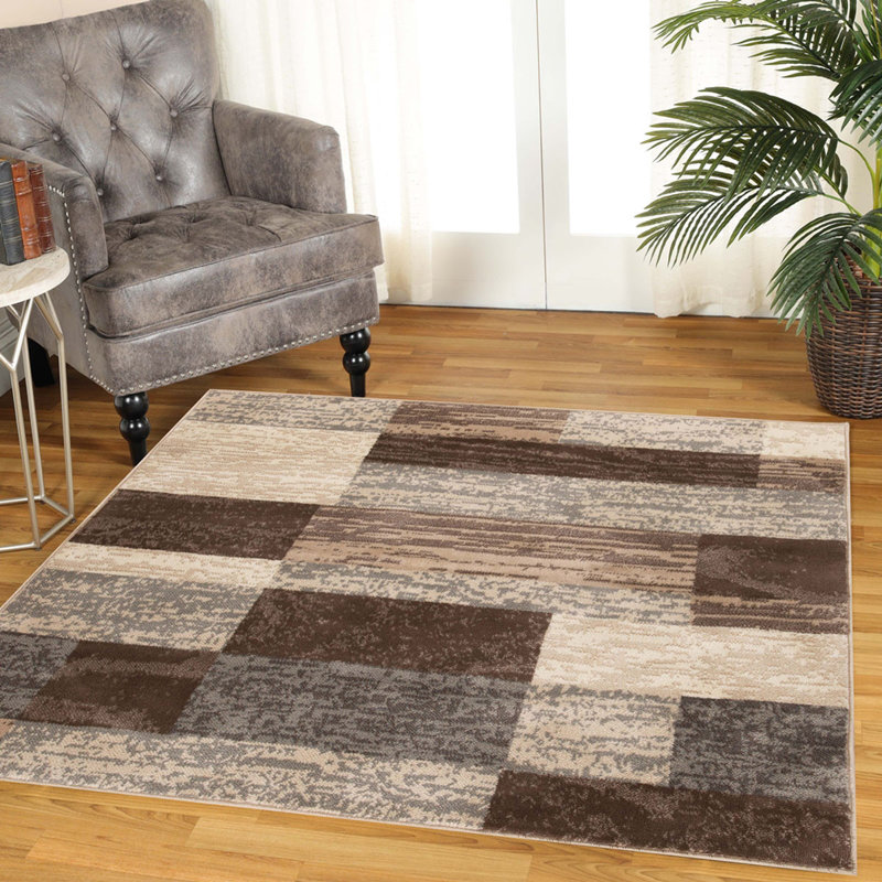 Slate Patchwork Power Loom Stain Resistant Area Rug, Square 5'