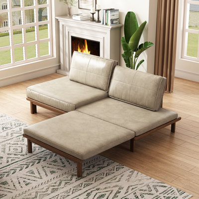Gagik 78.7" W Ash Wood Upholstered Sleeper Sofa