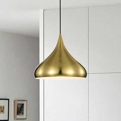 1 lumière 12 po Luminaire suspendu simple avec abat-jour en métal en forme de goutte
