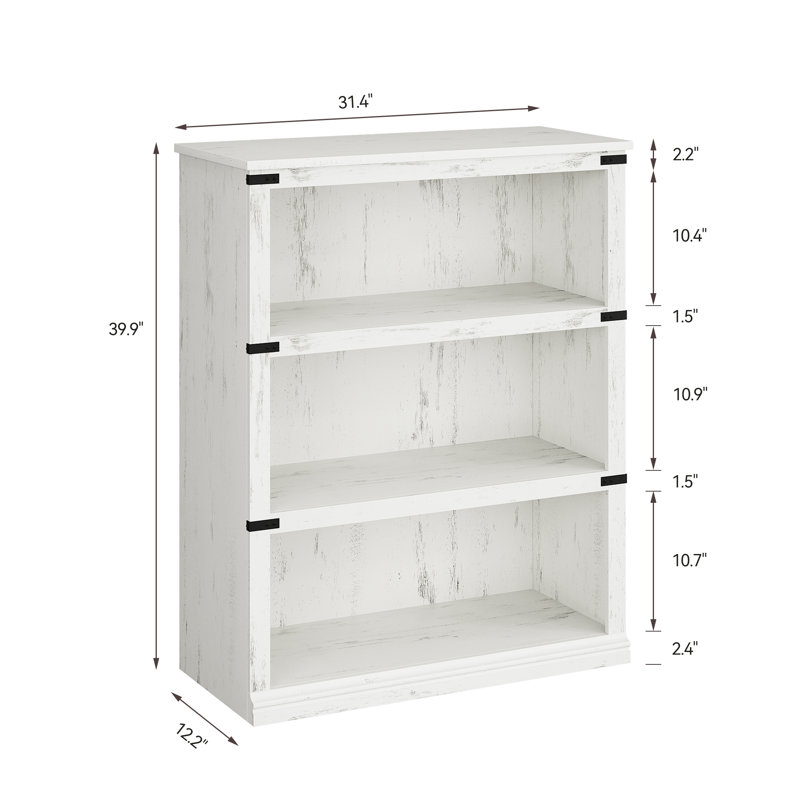 Cupar Bookcase, White, (3 Shelves) 40" H x 32" W x 13" D