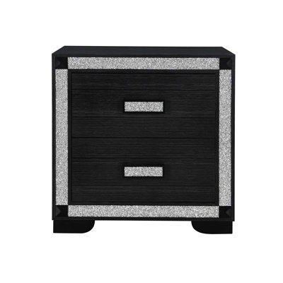 Soulmarie Charcoal Nightstand with Built-in Cooler and Bluetooth Speaker, Perfect for Modern Bedrooms and Enhanced Convenience.