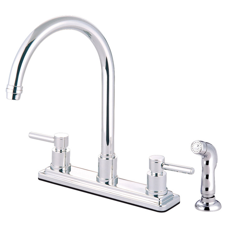 Kingston Brass Concord Two-Handle 4-Hole 8" Centerset Kitchen Faucet with Side Sprayer
