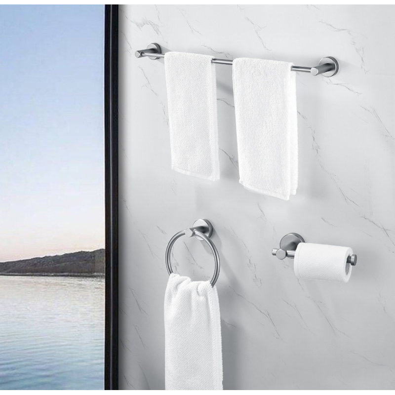 Thicken Space Aluminum 3 PCS Towel bar Set - 16-27 Inches Adjustable, Finish for Bathroom, Gray