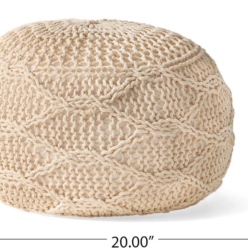 Pouf tricoté 20 x 20, Ivory
